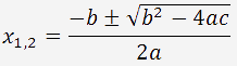 Vzorec pro výpočet kořenů kvadratické rovnice